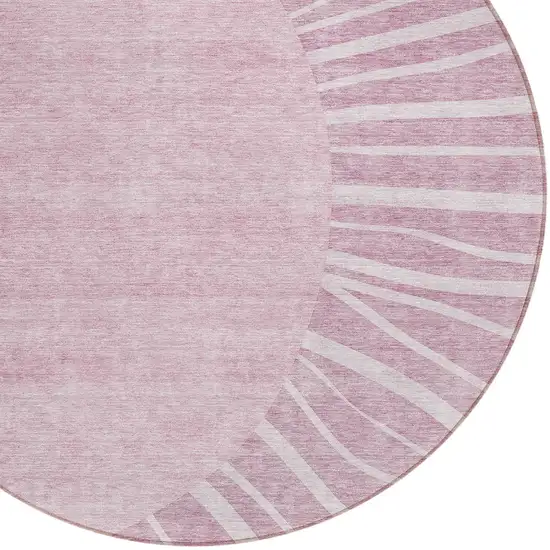 8' Blush Pink And Mauve Round Abstract Washable Indoor Outdoor Area Rug Photo 4