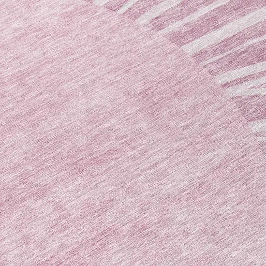 8' Blush Pink And Mauve Round Abstract Washable Indoor Outdoor Area Rug Photo 8