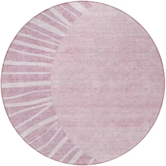 8' Blush Pink And Mauve Round Abstract Washable Indoor Outdoor Area Rug Photo 5