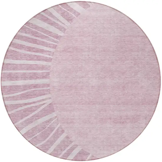 8' Blush Pink And Mauve Round Abstract Washable Indoor Outdoor Area Rug Photo 5