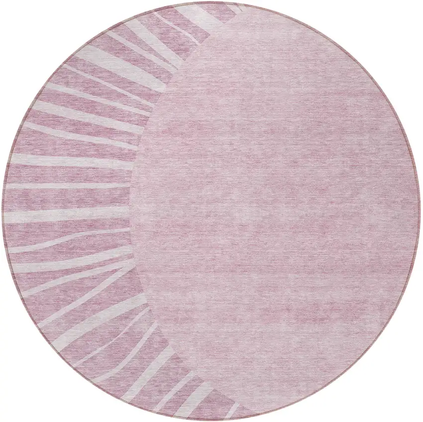 8' Blush Pink And Mauve Round Abstract Washable Indoor Outdoor Area Rug Photo 5
