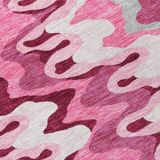 8' Blush Pink And Mauve Round Abstract Washable Indoor Outdoor Area Rug Photo 3