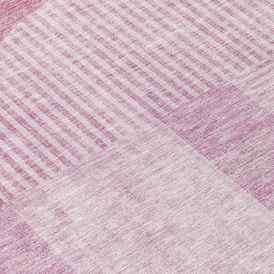 8' Blush Pink And Mauve Round Geometric Washable Indoor Outdoor Area Rug Photo 9