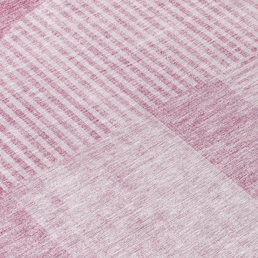 8' Blush Pink And Mauve Round Geometric Washable Indoor Outdoor Area Rug Photo 9