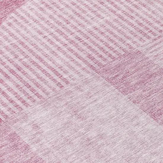8' Blush Pink And Mauve Round Geometric Washable Indoor Outdoor Area Rug Photo 9