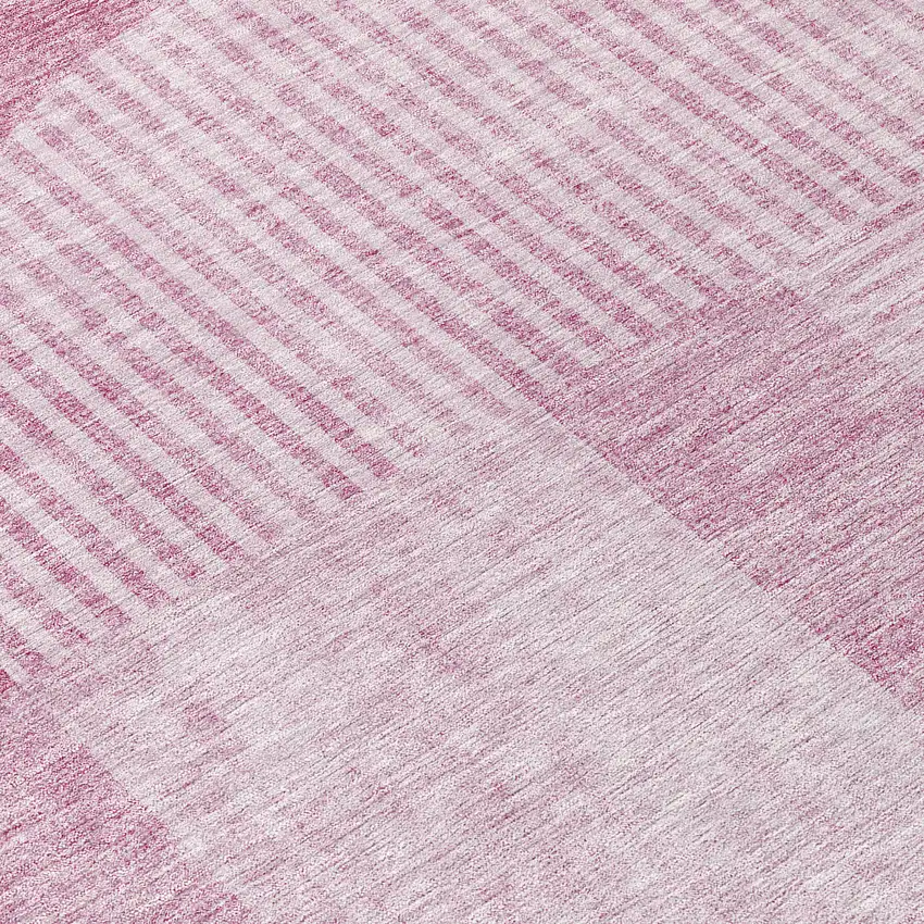 8' Blush Pink And Mauve Round Geometric Washable Indoor Outdoor Area Rug Photo 9
