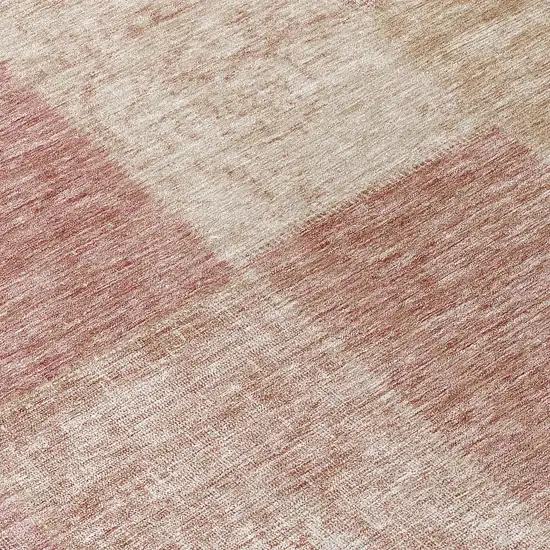 8' Blush Pink And Mauve Round Patchwork Washable Indoor Outdoor Area Rug Photo 8