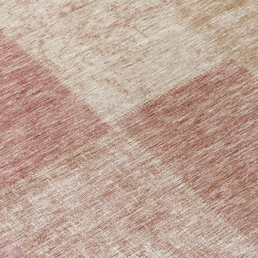 8' Blush Pink And Mauve Round Patchwork Washable Indoor Outdoor Area Rug Photo 8