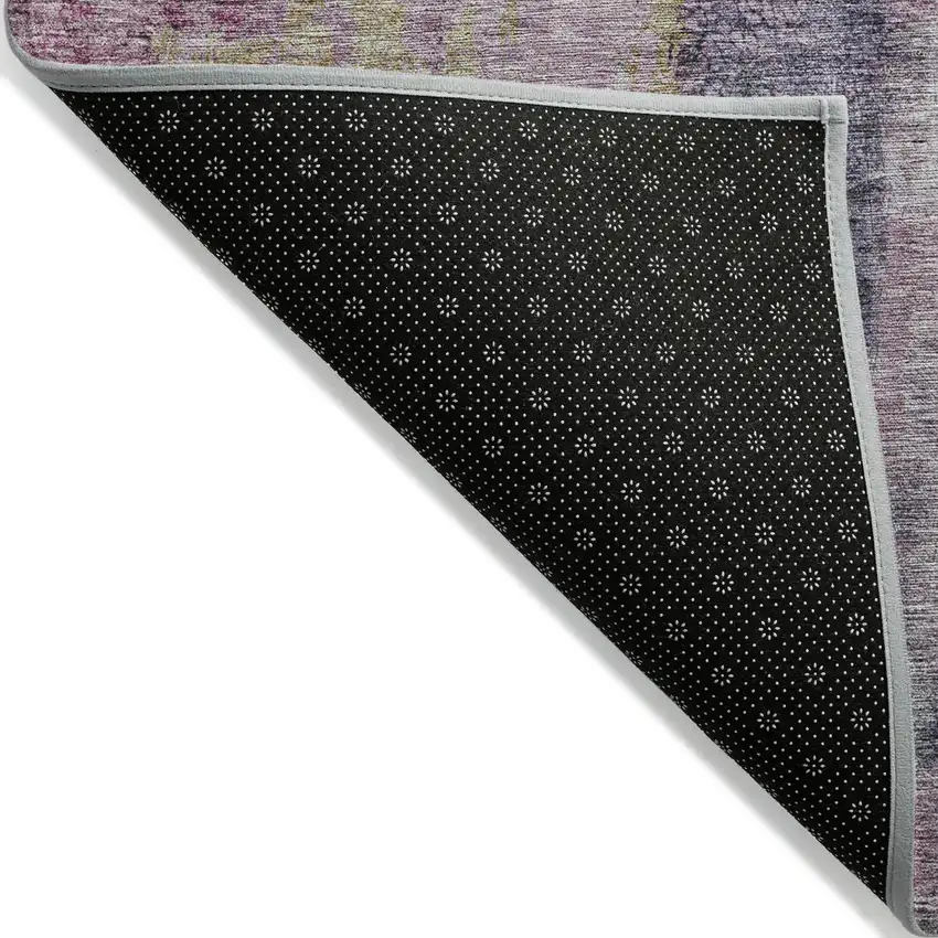 8' Blush Pink And Purple Round Abstract Washable Indoor Outdoor Area Rug Photo 4