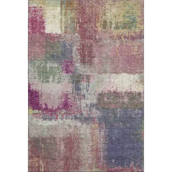 8' Blush Purple And Gray Abstract Washable Area Rug With UV Protection Photo 5