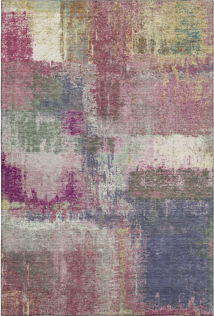 8' Blush Purple And Gray Abstract Washable Area Rug With UV Protection Photo 5