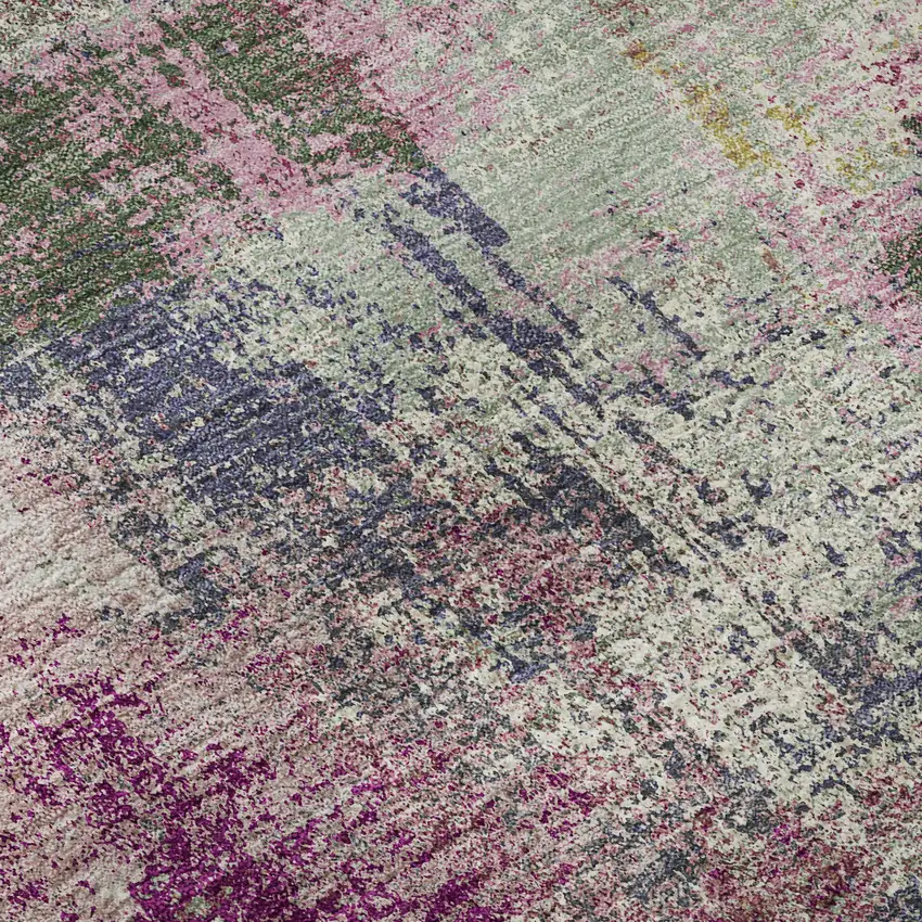 8' Blush Purple And Gray Abstract Washable Area Rug With UV Protection Photo 1