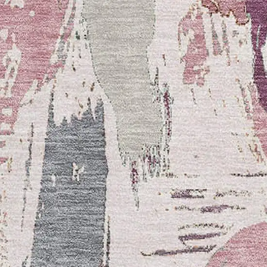 8' Blush Purple And Ivory Abstract Washable Area Rug With UV Protection Photo 2