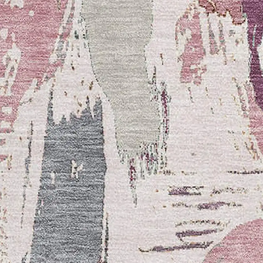 8' Blush Purple And Ivory Abstract Washable Area Rug With UV Protection Photo 2