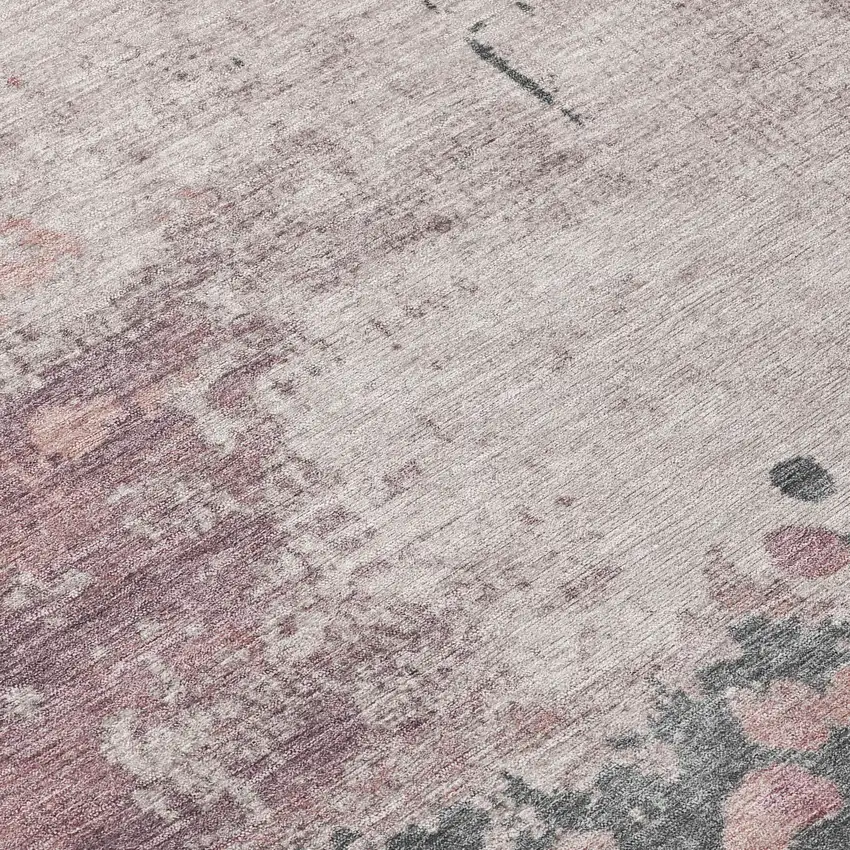 8' Blush Sage And Charcoal Round Abstract Washable Indoor Outdoor Area Rug Photo 9