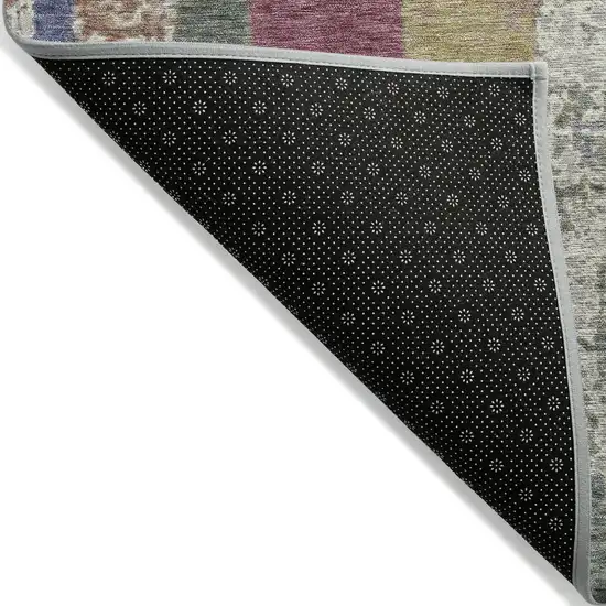 8' Blush Sage And Gold Round Striped Washable Indoor Outdoor Area Rug Photo 9