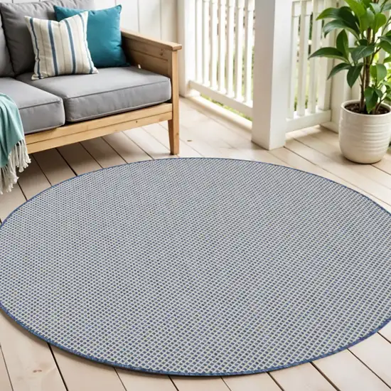 5' Bone Round Geometric Power Loom Area Rug Photo 1
