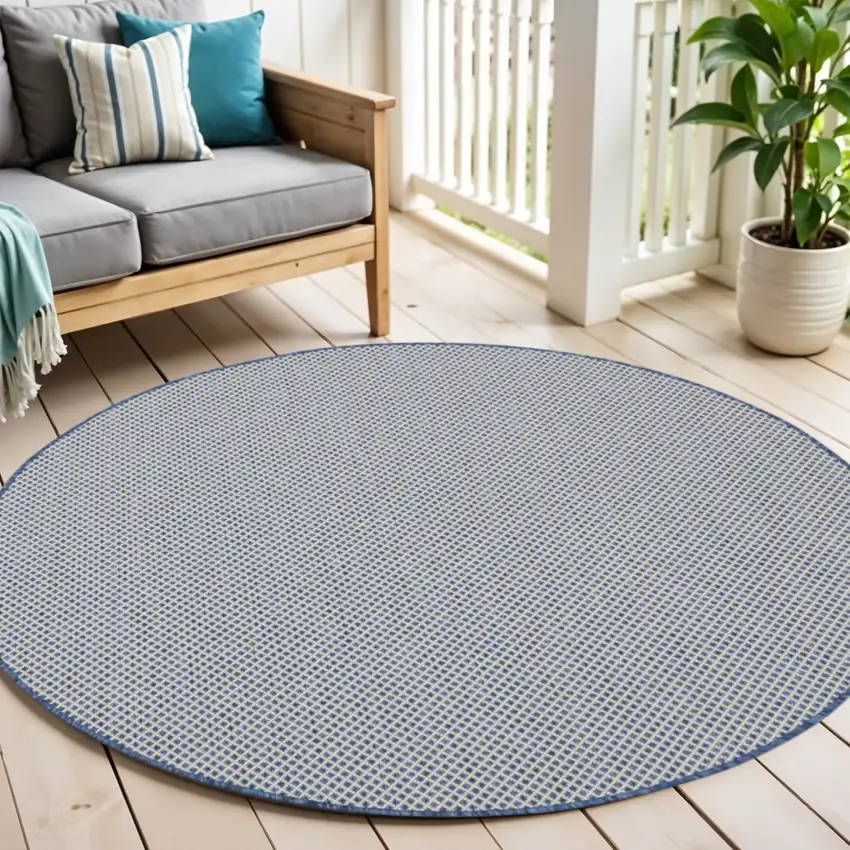 5' Bone Round Geometric Power Loom Area Rug Photo 1