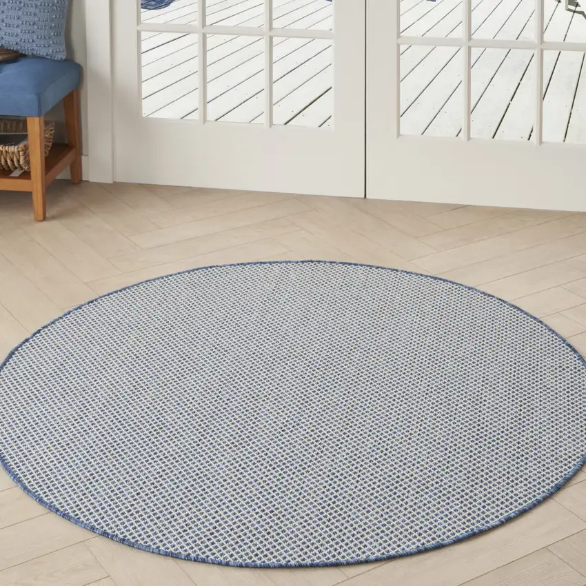 5' Bone Round Geometric Power Loom Area Rug Photo 7