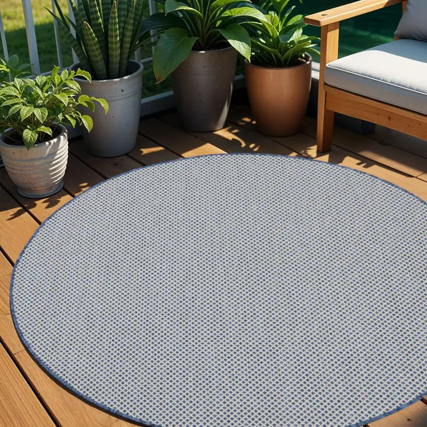 4' Bone Round Geometric Power Loom Area Rug Photo 1