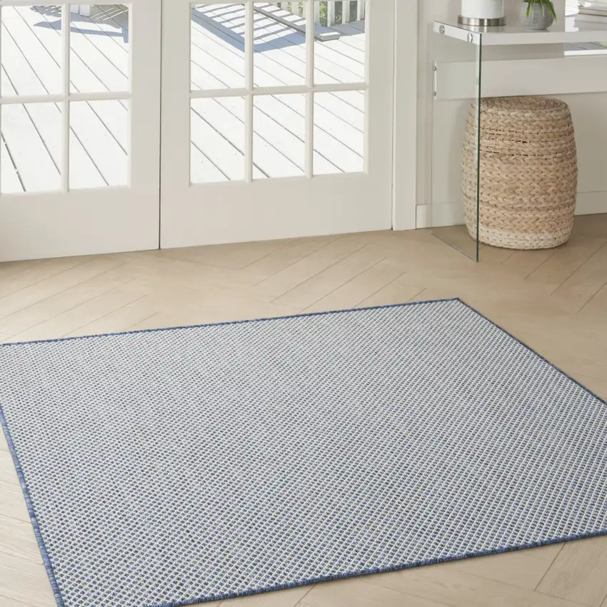 4' Bone Square Geometric Power Loom Area Rug Photo 5