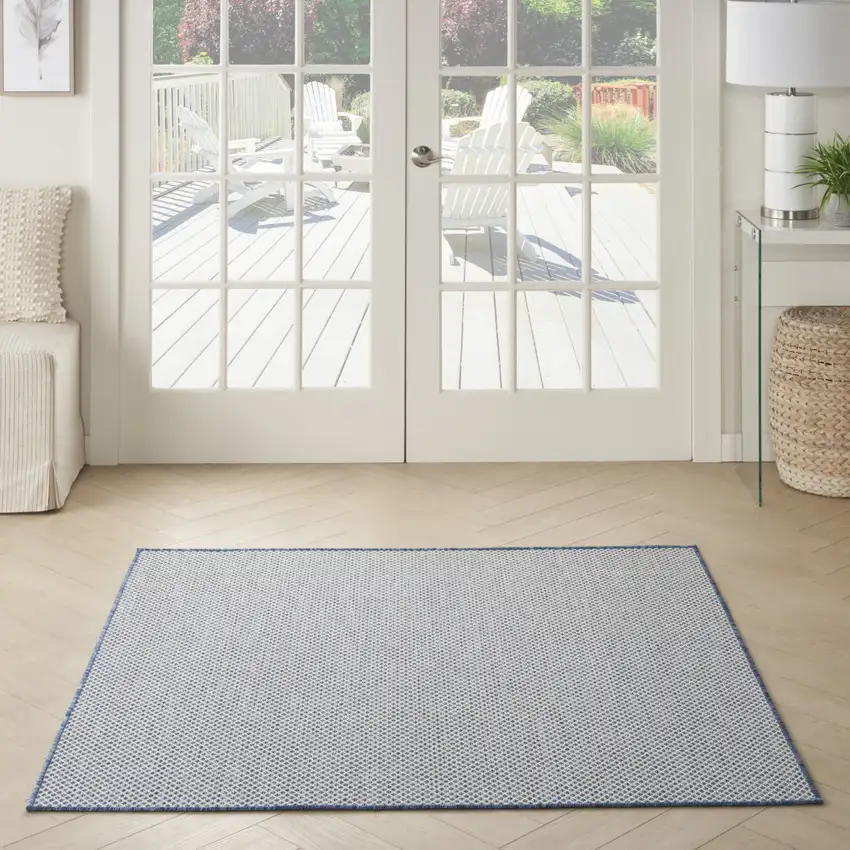 4' Bone Square Geometric Power Loom Area Rug Photo 6