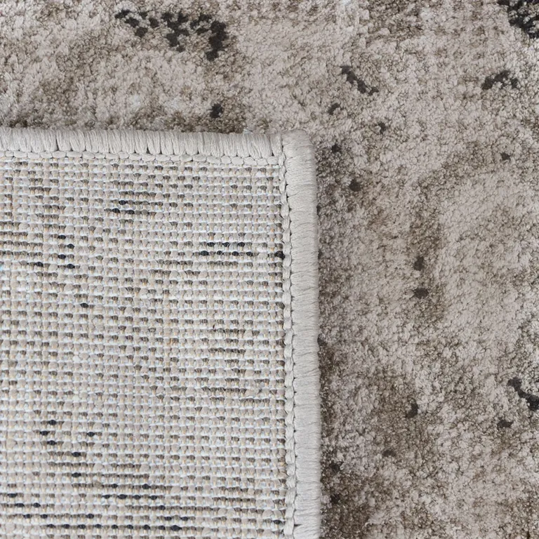 8' Bronze Floral Vines Power Loom Stain Resistant Runner Rug Photo 3