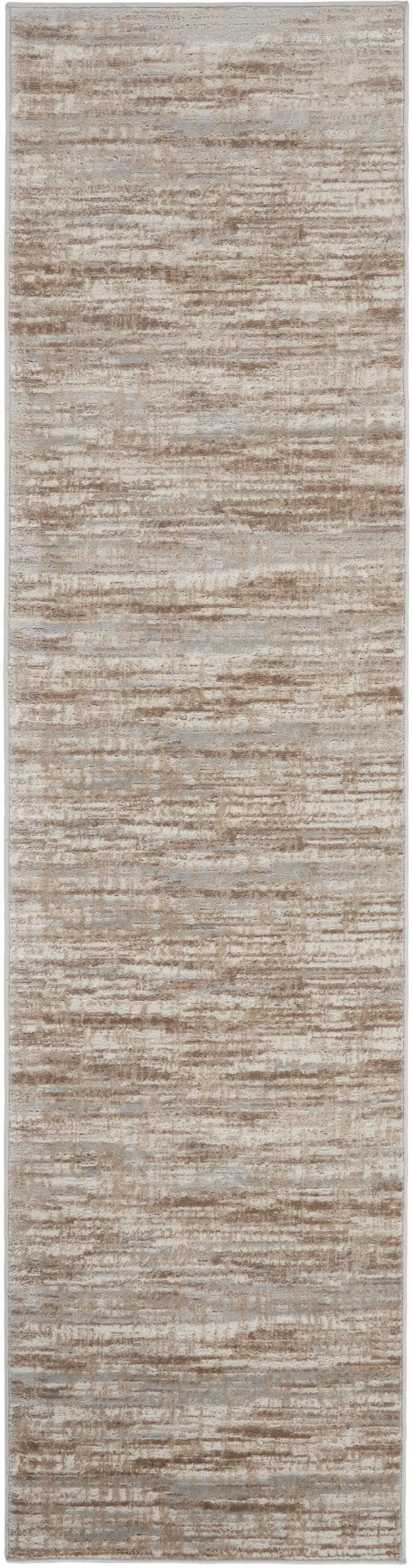12' Brown Abstract Power Loom Runner Rug Photo 1