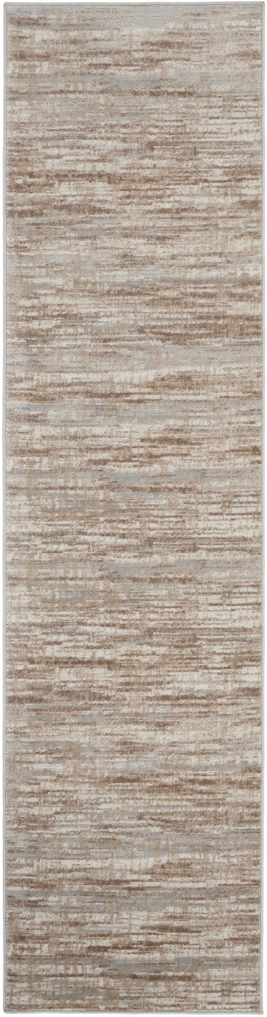 12' Brown Abstract Power Loom Runner Rug Photo 6