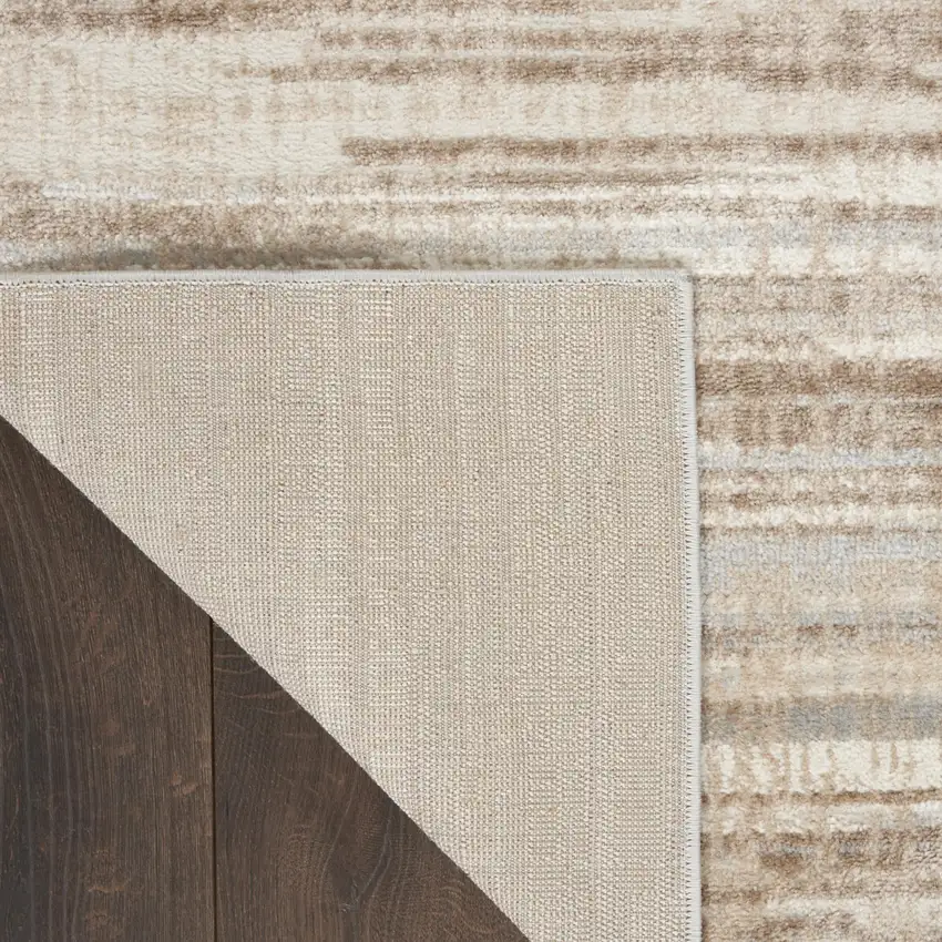 12' Brown Abstract Power Loom Runner Rug Photo 9