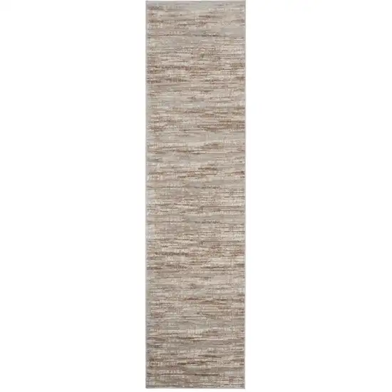 12' Brown Abstract Power Loom Runner Rug Photo 2