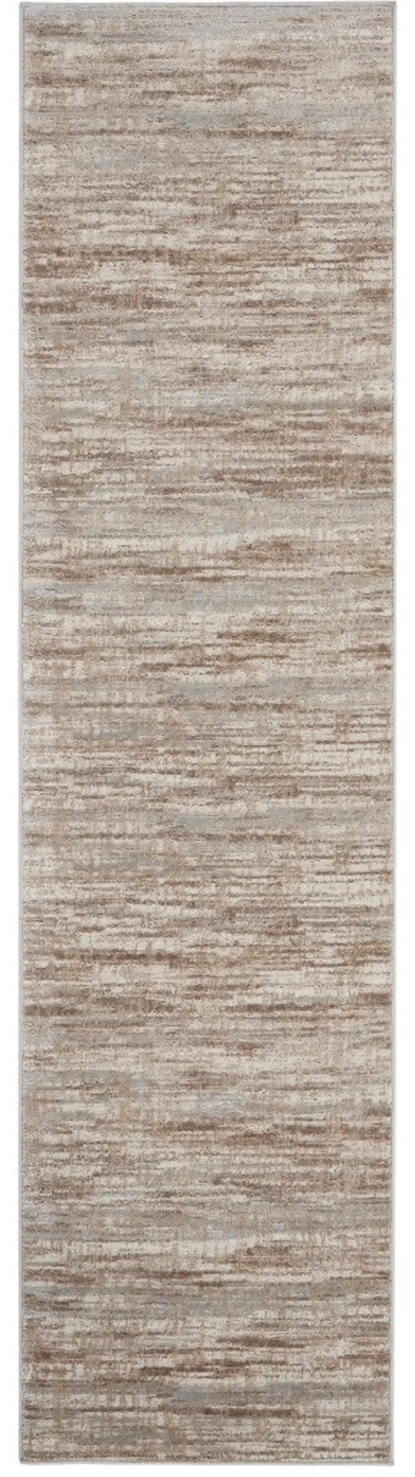 12' Brown Abstract Power Loom Runner Rug Photo 2