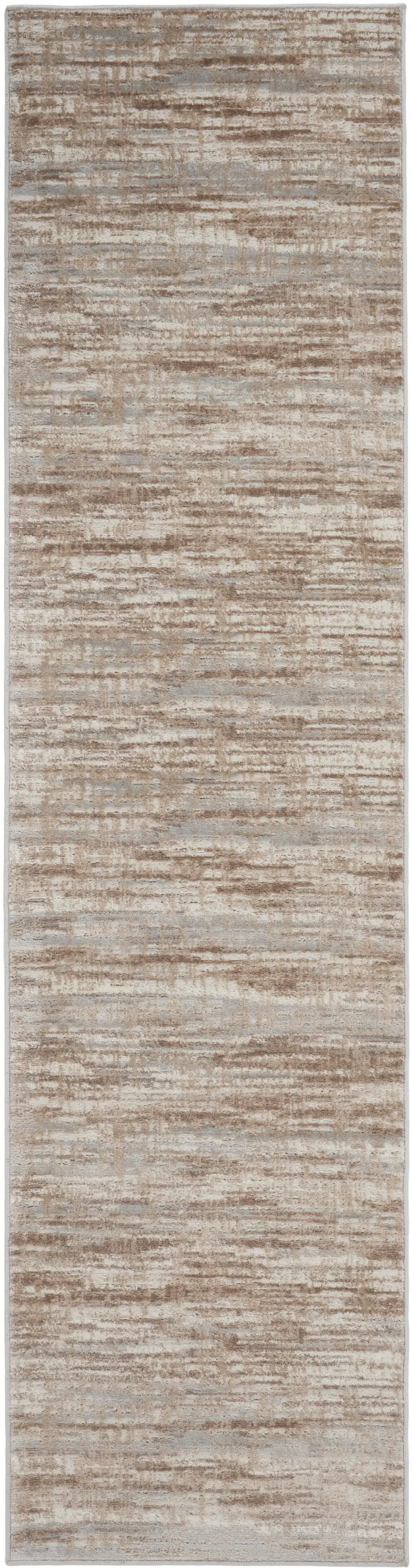18' Brown Abstract Power Loom Runner Rug Photo 1