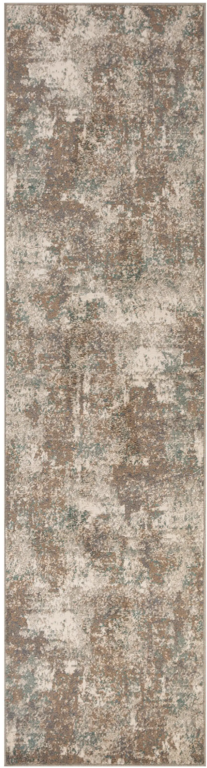 10' Brown Abstract Power Loom Runner Rug Photo 1