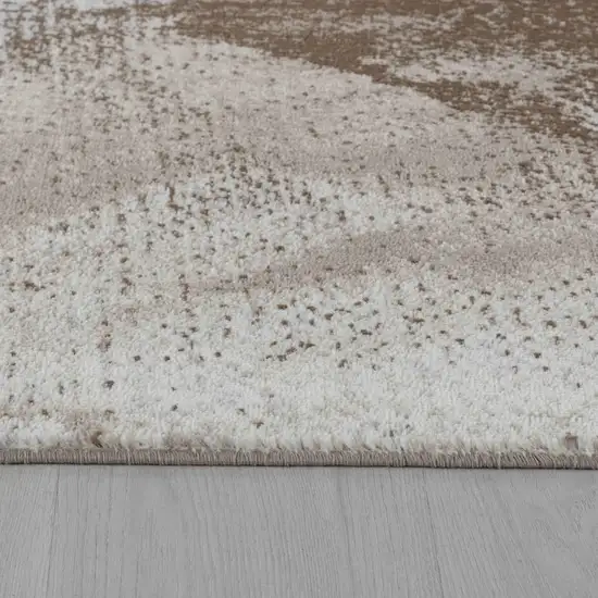 8' Brown And Beige Abstract Runner Rug Photo 7