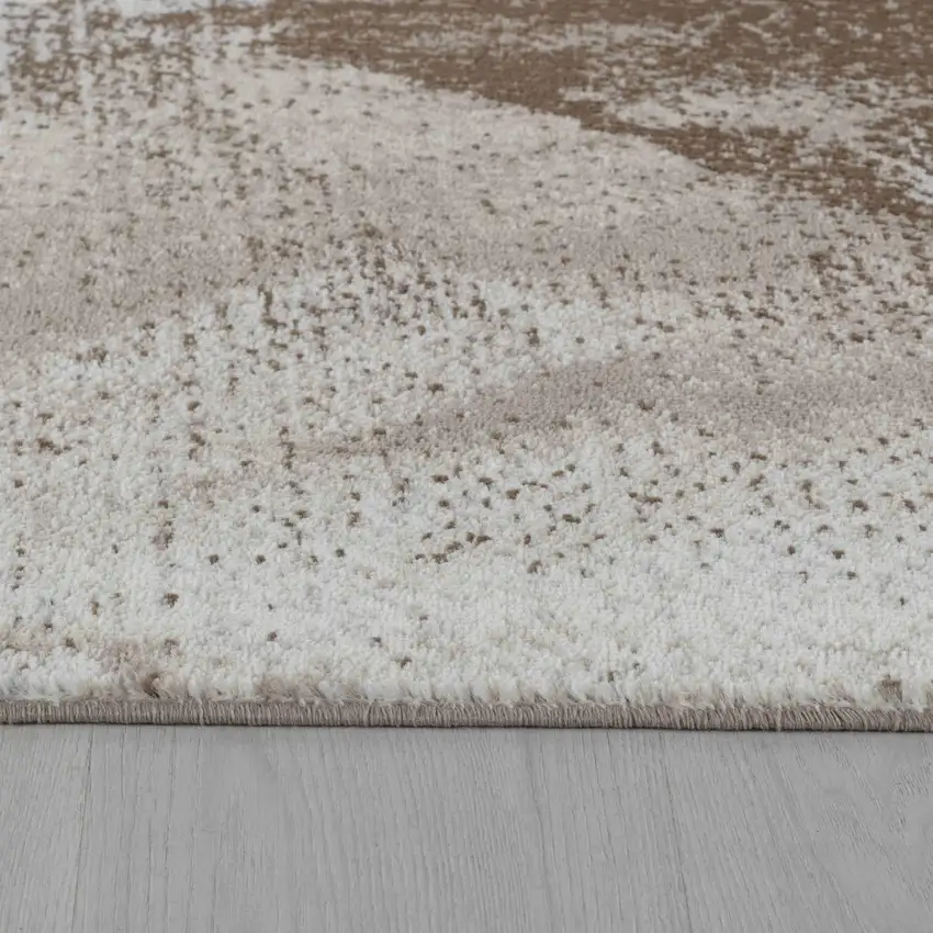 8' Brown And Beige Abstract Runner Rug Photo 7