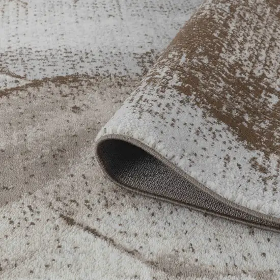 8' Brown Abstract Runner Rug Photo 6