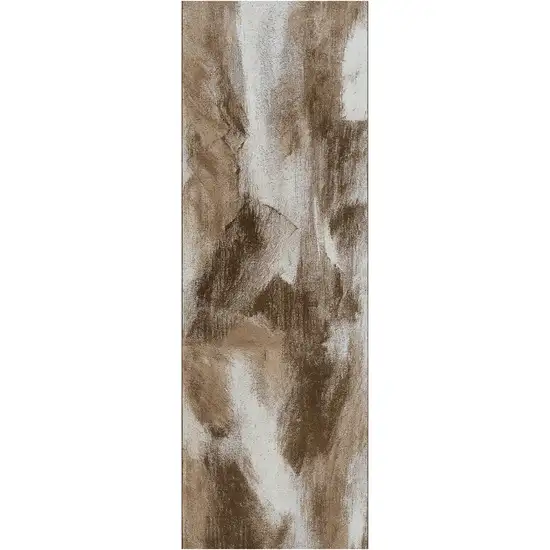 8' Brown Abstract Runner Rug Photo 2