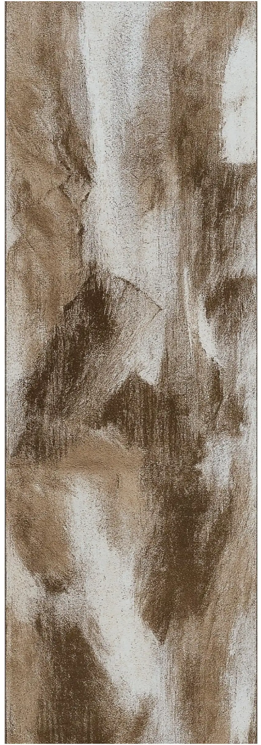 8' Brown Abstract Runner Rug Photo 2