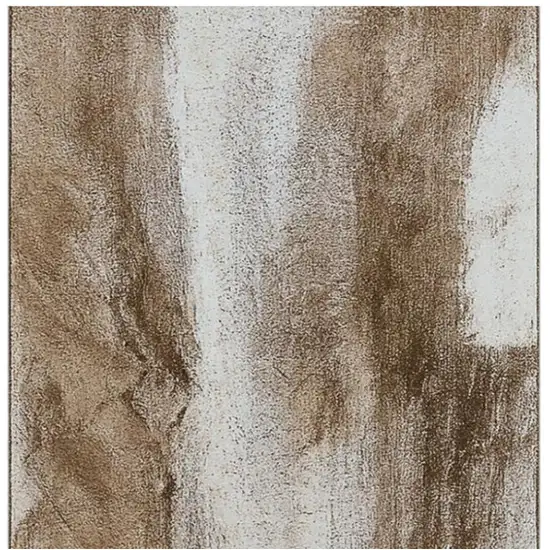 8' Brown And Beige Abstract Runner Rug Photo 5