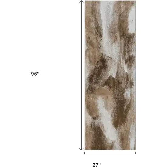 8' Brown Abstract Runner Rug Photo 3