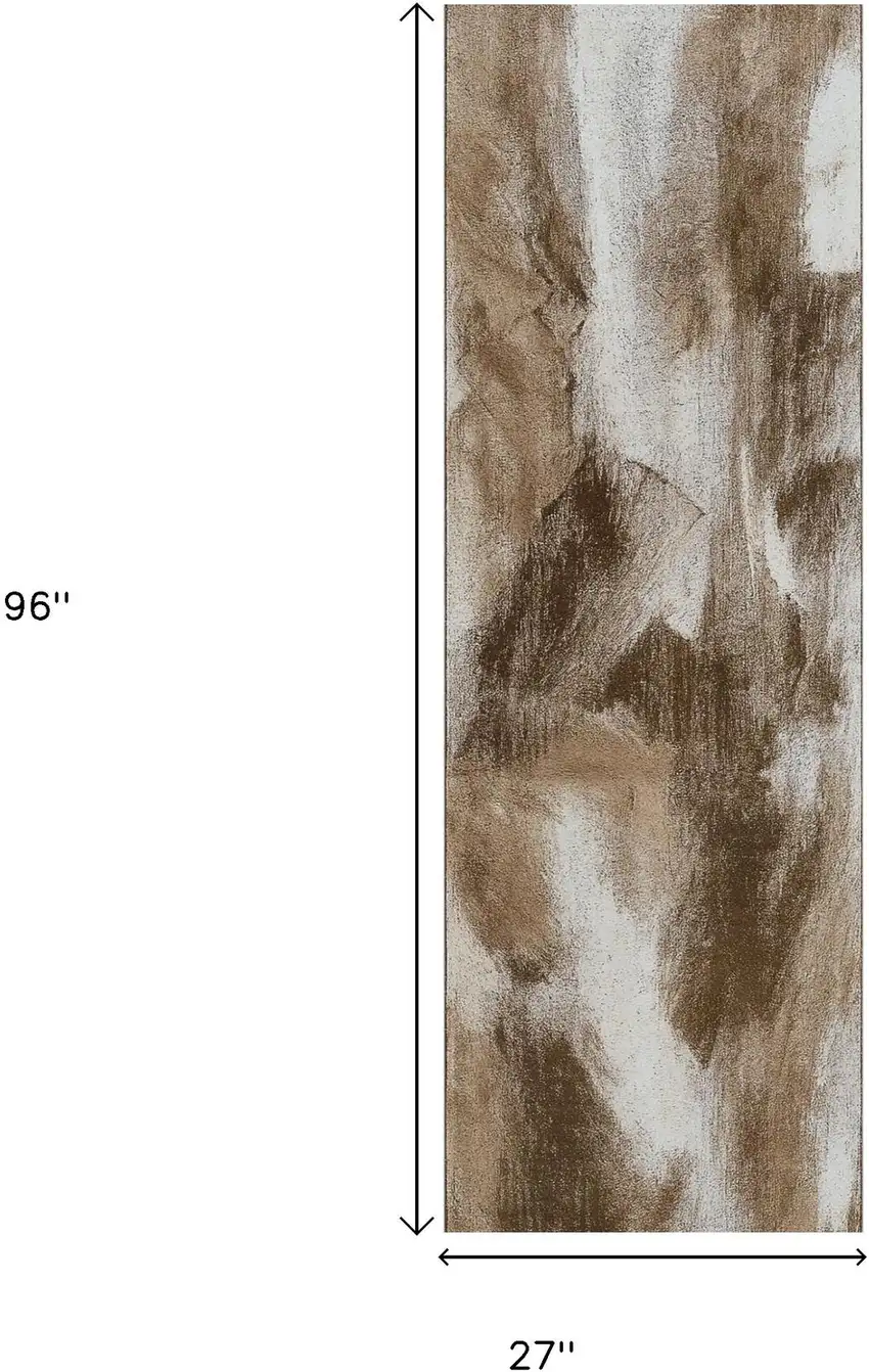 8' Brown Abstract Runner Rug Photo 3