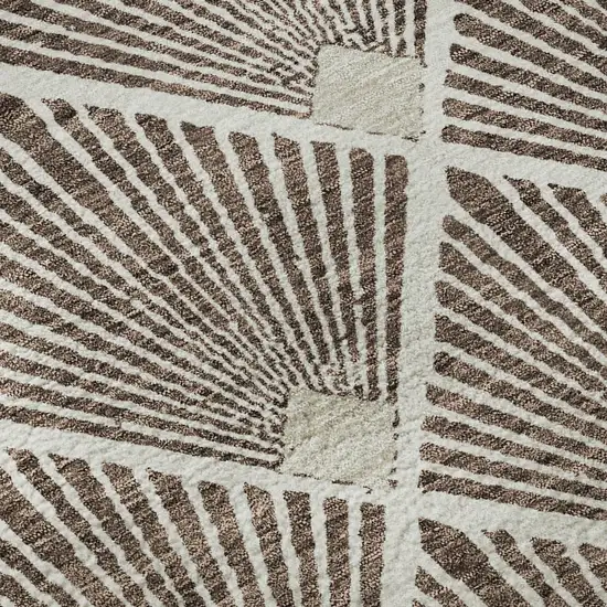 8' Brown And Beige Abstract Geometric Washable Round Rug With UV Protection Photo 8