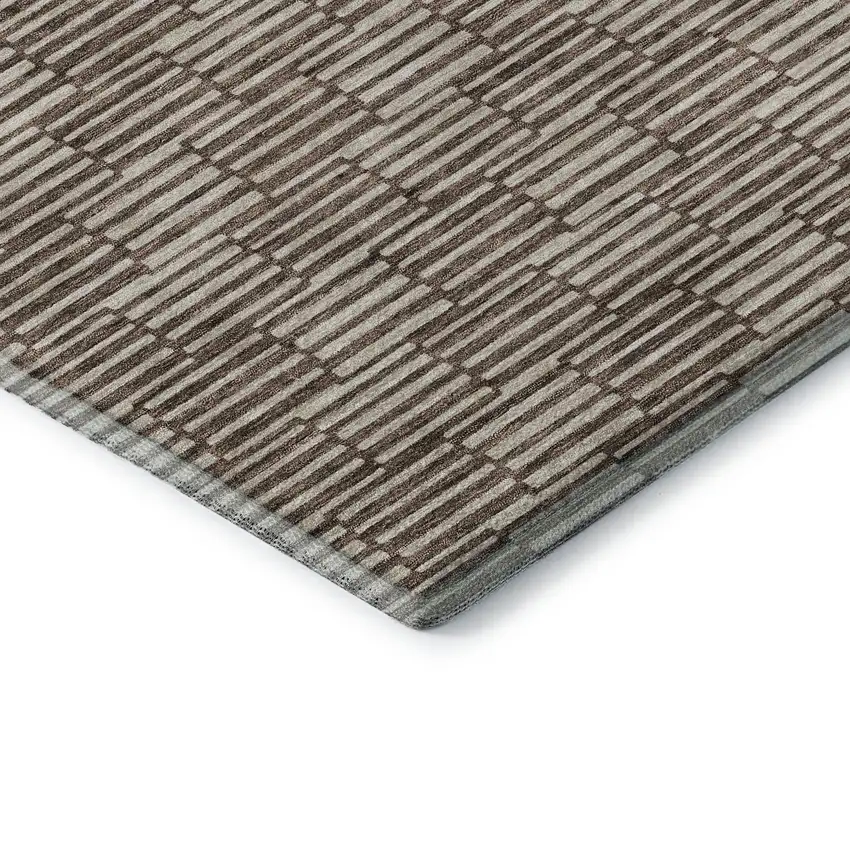 8' Brown And Beige Abstract Geometric Washable Round Rug With UV Protection Photo 7