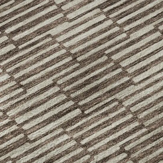 8' Brown And Beige Abstract Geometric Washable Round Rug With UV Protection Photo 9