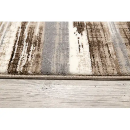 7' Brown And Beige Abstract Runner Rug Photo 8