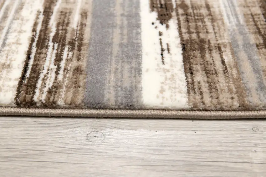 7' Brown And Beige Abstract Runner Rug Photo 8