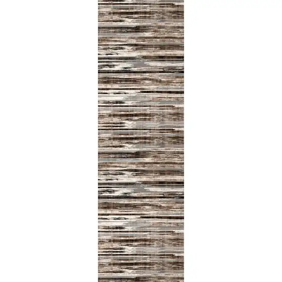 7' Brown And Beige Abstract Runner Rug Photo 4