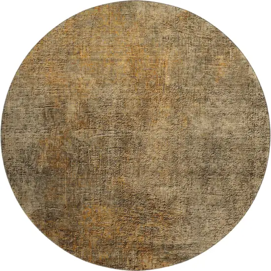8' Brown And Beige Abstract Washable Round Rug With UV Protection Photo 1