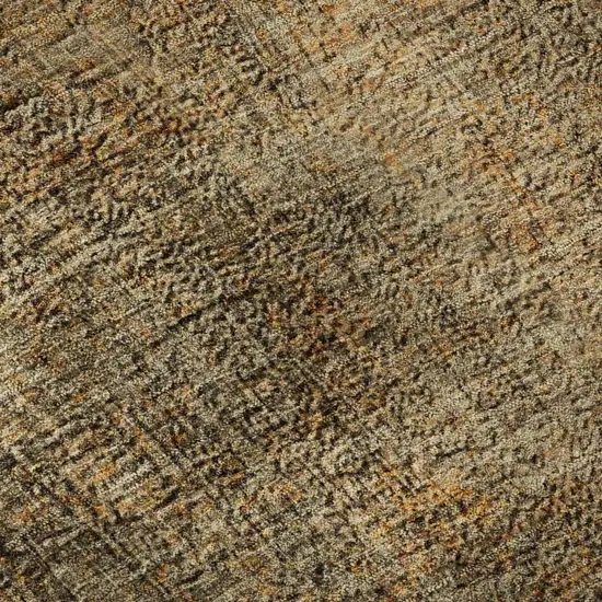 8' Brown And Beige Abstract Washable Round Rug With UV Protection Photo 8